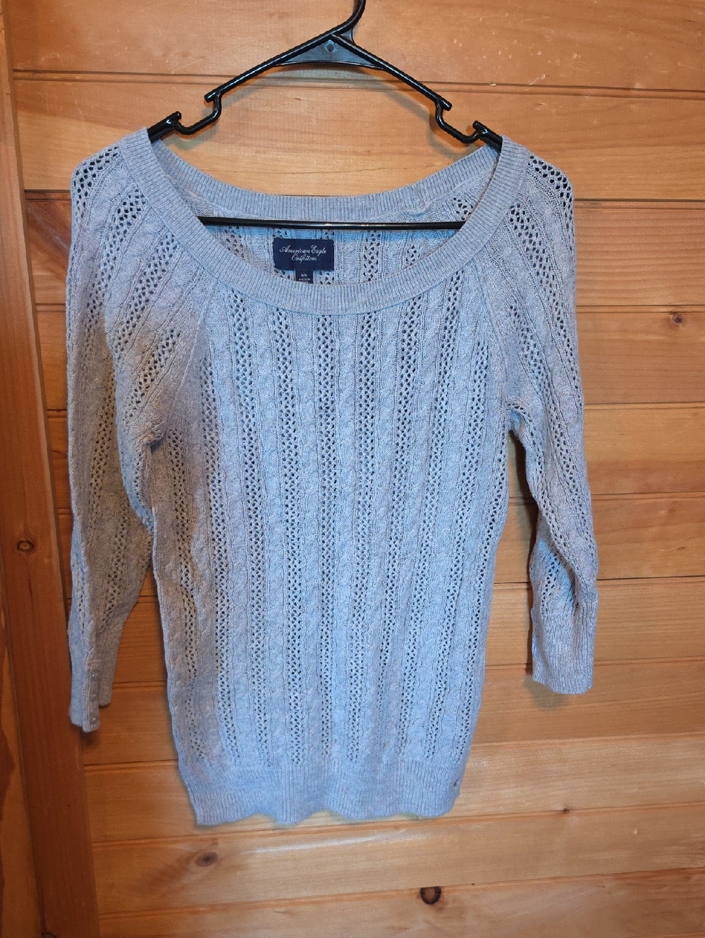 Light Gray Open-Knit Women's Sweater - Amerucan Eagle